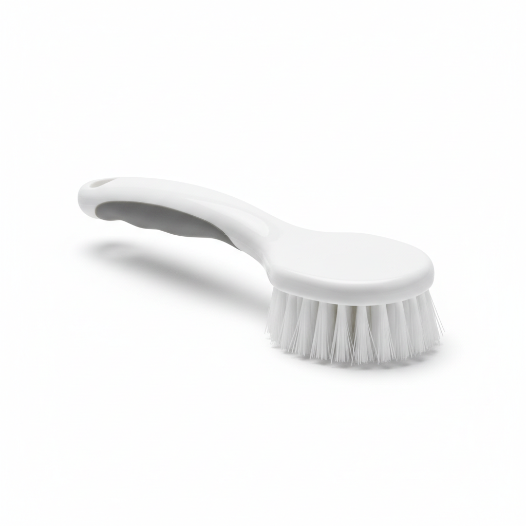 Multi-purpose household cleaning brush on white background