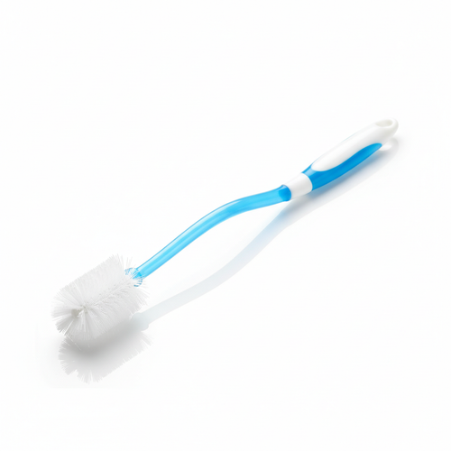 Long handle bottle cleaning brush on white background