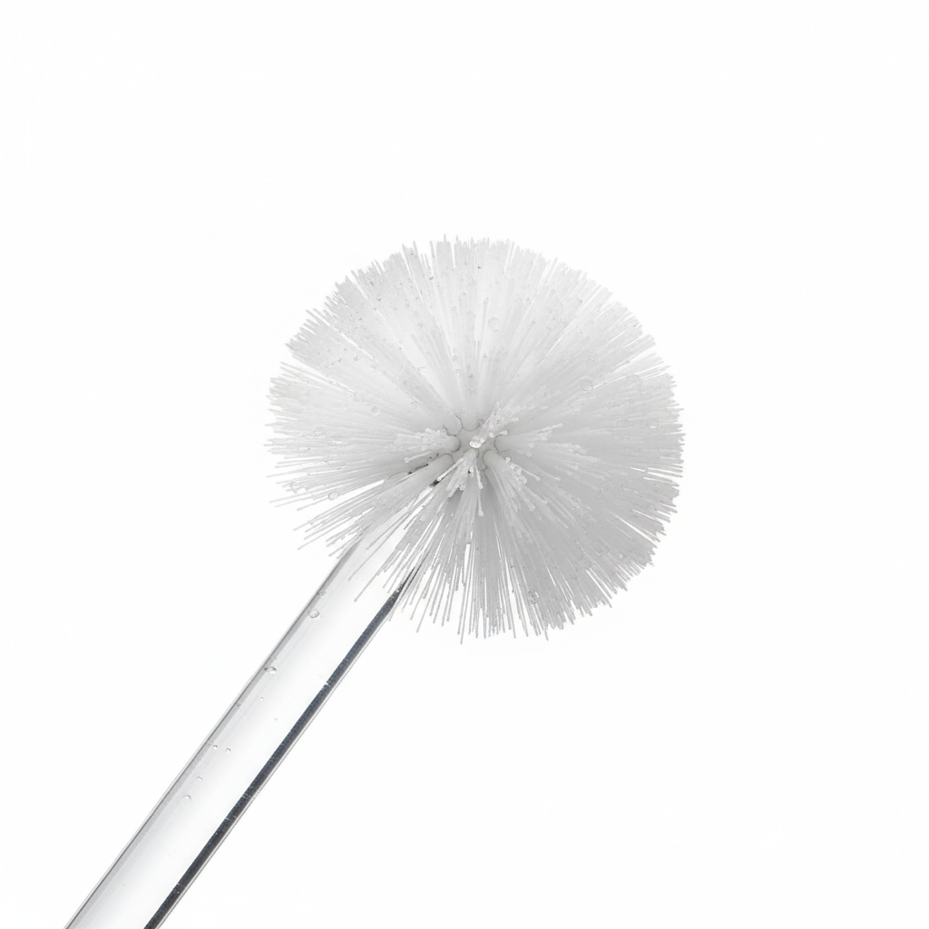 Close-up of bottle brush bristle tip